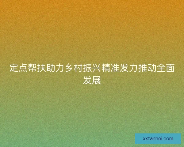 定点帮扶助力乡村振兴精准发力推动全面发展